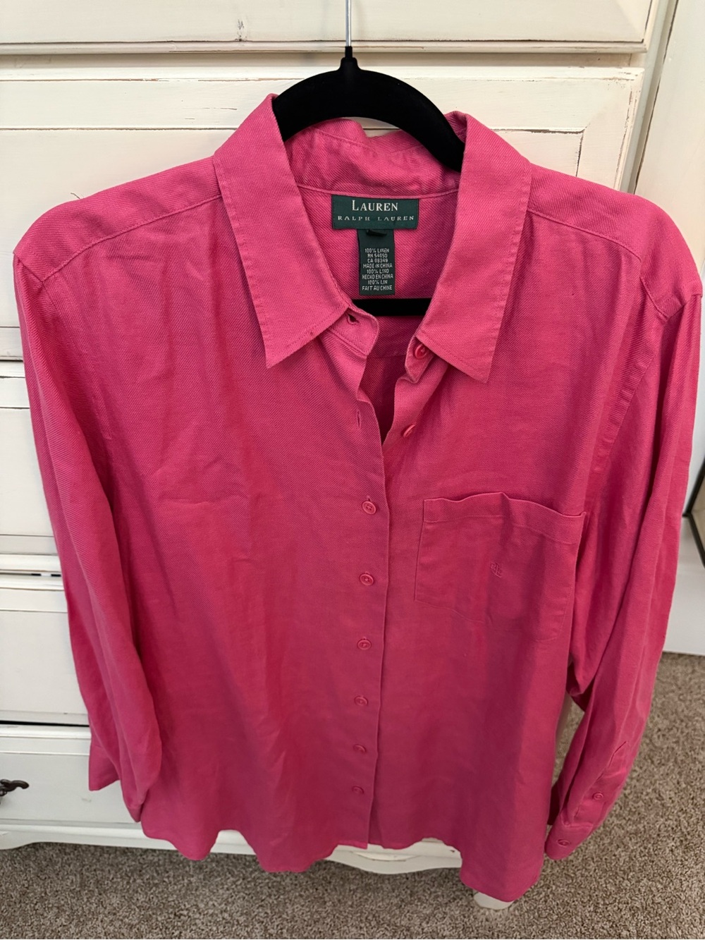 Lauren Ralph Lauren Pink Button-Front Long Sleeve Blouse